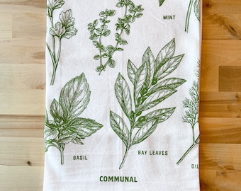 Herb Kitchen Towel | Housewarming Gift | Hostess Gift | Modern Design | Tea Towel Gift | Kitchen Decor | Herbs | Gift for Her