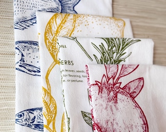 Kitchen Towels, Set of 4, Mediterranean Designs, 28"x28"