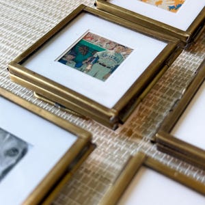 Square Mini Brass Frame With White Picture Matte | 2