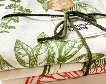 Flour Sack Kitchen Towels: Set of 3, Herbs, Avocados & Oranges Farmhouse Designs | Homeware