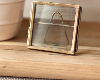 Mini Brass Frame with Floating Glass with Easel Back | 2"x2" | Home Decor