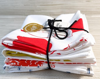 Kitchen Towels, Set of 4, Farmhouse Designs, 28"x28"