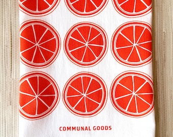 Flour Sack Kitchen Towel Citrus Modern Oranges Fruit Hanging Loop Cotton