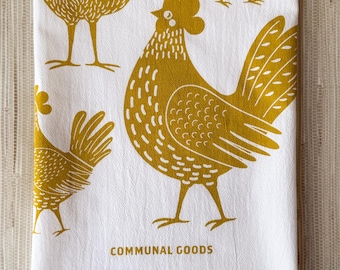 Chickens Cotton Tea Towel, Oversized, Farmhouse