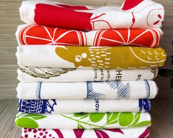 Cotton Oversized Tea Towels, Set of 2, Fruit, Citrus & Botanical Designs