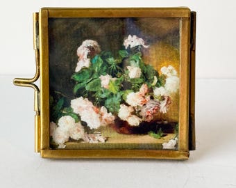 Vintage Brass Floating Glass Frame | 2x2 Tabletop Display Home Décor
