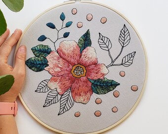 Flower Embroidery Hoop Art. Hand-embroidered Home Decor. Floral Wall Hanging. Flower Boho Wall Decor