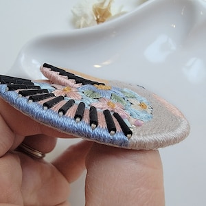 Multicolored Hand Embroidered Bird Pin/Brooch. Exclusive Statement Jewelry For Gift image 5