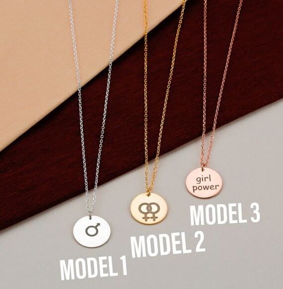 Girl Power Necklace Gender Necklace Feminist Jewelry Etsy