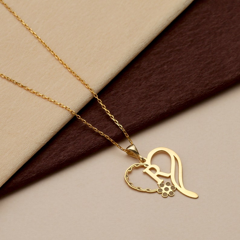 Personalized Necklace initial jewelry Letter Necklace Heart Initial Necklace Custom Initial Necklace