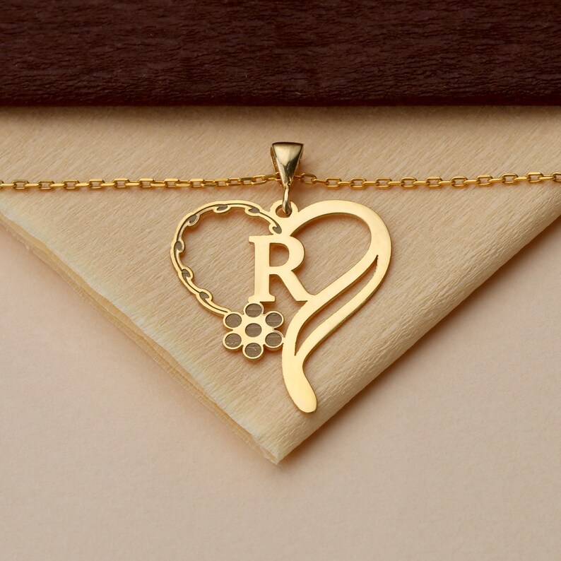 Personalized Necklace initial jewelry Letter Necklace Heart Initial Necklace Custom Initial Necklace