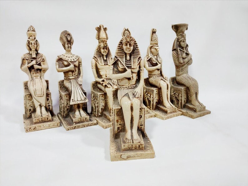 A Group. Egyptian Statues of Ancient Gods and Kings. Horus. Thoth ...