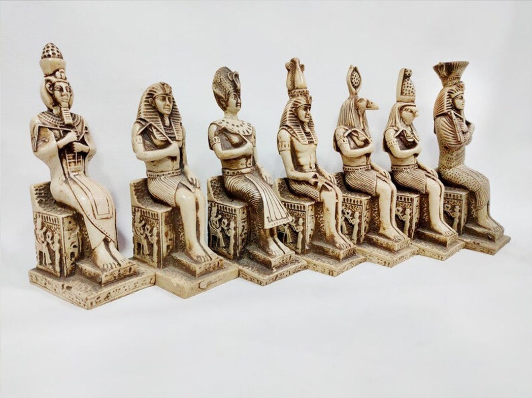 A Group. Egyptian Statues of Ancient Gods and Kings. Horus. Thoth ...