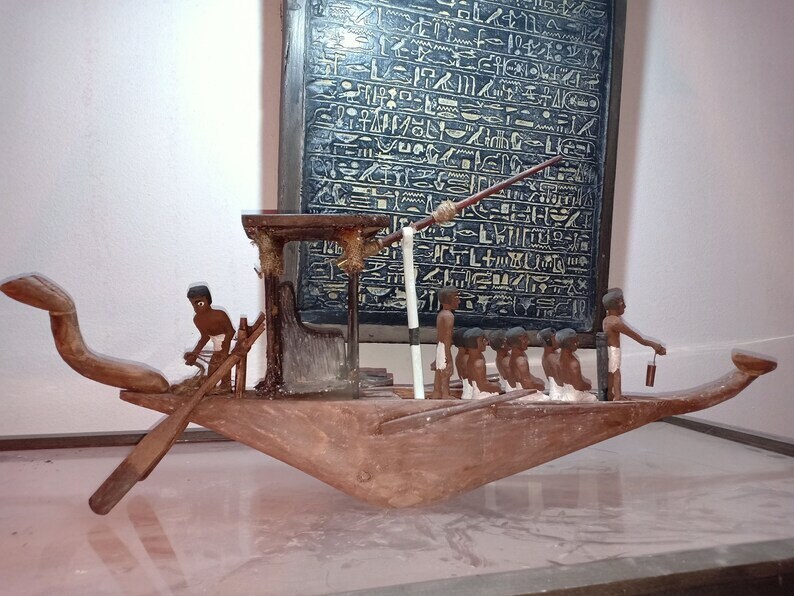 Ancient Egyptian Wooden Boat Model (made in Egypt) - Etsy