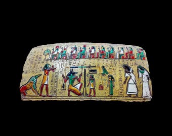 Hunefer sculpture panel. Papyrus “Hunefer, of the Pharaonic Book of the Dead and the legend of resurrection from death and reckoning