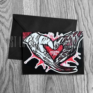 Freddy Krueger Dreaming Of You Card (A5) -*Alternative, Goth, Horror, Valentines, Icon, Nightmare Elm Street, Love, Black, Anniversary, Art*