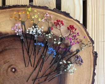 Floret, Babys Breath Flowers, Gypsophila Hair Pins, dried flowers