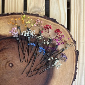 Floret, Babys Breath Flowers, Gypsophila Hair Pins, dried flowers