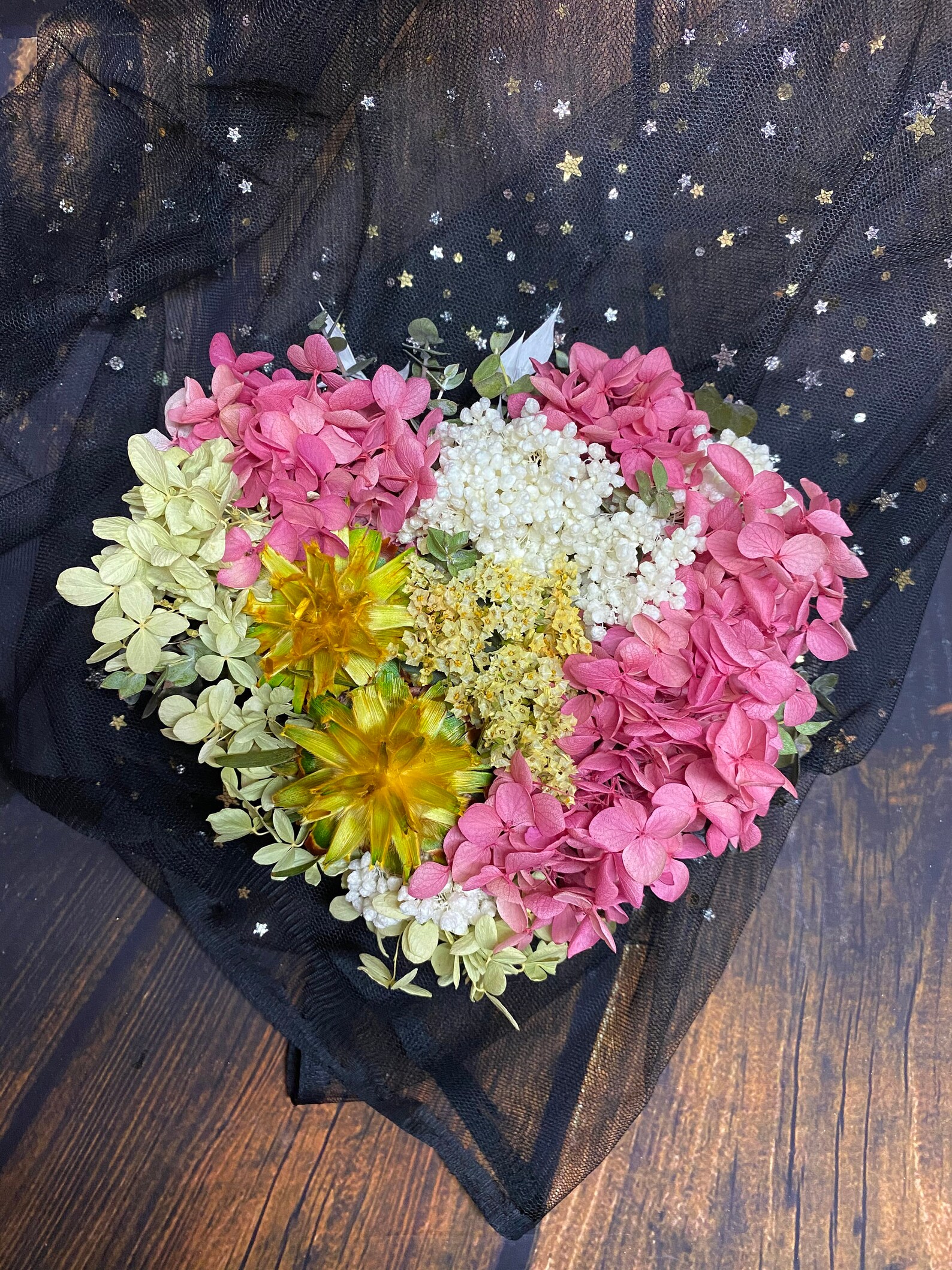 Dried Flowers Bouquet Flower Heart Gift for Her Gift for Etsy