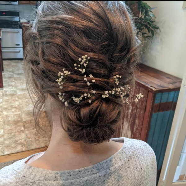 Floret, Babys Breath Flowers, Gypsophila Hair Pins, dried flowers