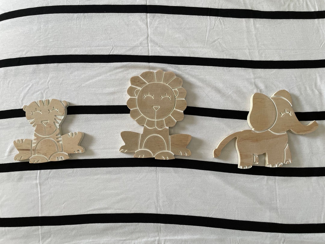 Unpainted Safari Trio Wall Nursery Lion, Elephant, Tiger Etsy