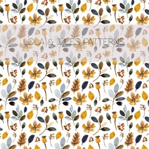 Autumn watercolor boho floral seamless repeat pattern, Commercial use, Hand drawn pattern, Digital Paper, Digital Download
