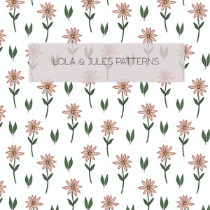 Pink daisies seamless repeat pattern for commercial use , Hand drawn pattern, Digital Paper, Digital Download, Nursery pattern