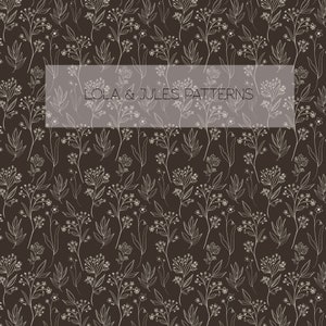 Autumn Dark brun  floral Seamless repeat pattern, Commercial use , Hand drawn pattern, Digital Download