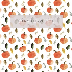 Watercolor Halloween pumpkins seamless repeat pattern for commercial use , Hand drawn pattern, Digital Paper, Digital Download