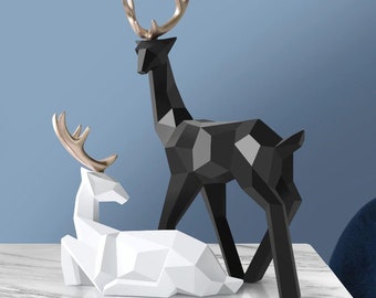 White Reindeer Figurine Tabletop Statue