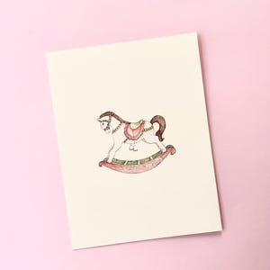 Foglio decorativo raffigurante un cavallino. Stampa artistica di alta qualità. Illustrazione ad acquerello. Dipinto da regalare. Illustrazione di insetti