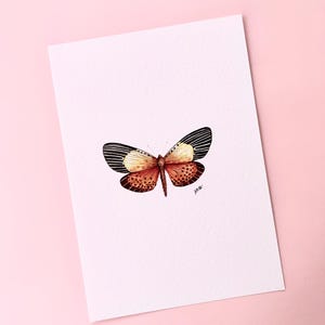 Foglio decorativo a forma di farfalla. Stampa artistica di alta qualità. Illustrazione ad acquerello. Dipinto da regalare. Illustrazione di insetti