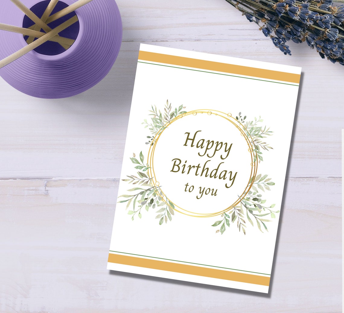 Set of 4 Printable Boho Birthday Card Happy Birthday Card - Etsy