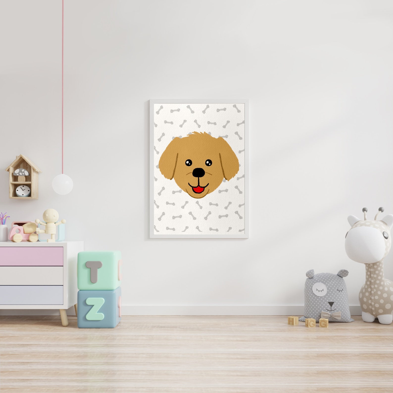 Puppy Dog Wall Art Printable Animal Wall Art Baby Room Etsy