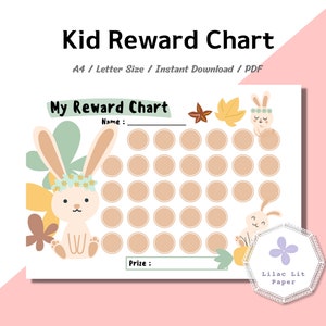 Printable Cute Rabbit Reward Chart, Kid Chore Chart, Toddler Potty ...