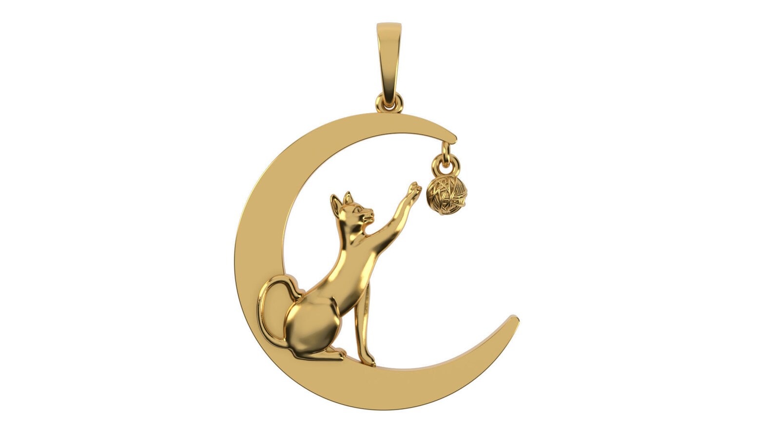 14k Solid Gold Cat Pendant Etsy