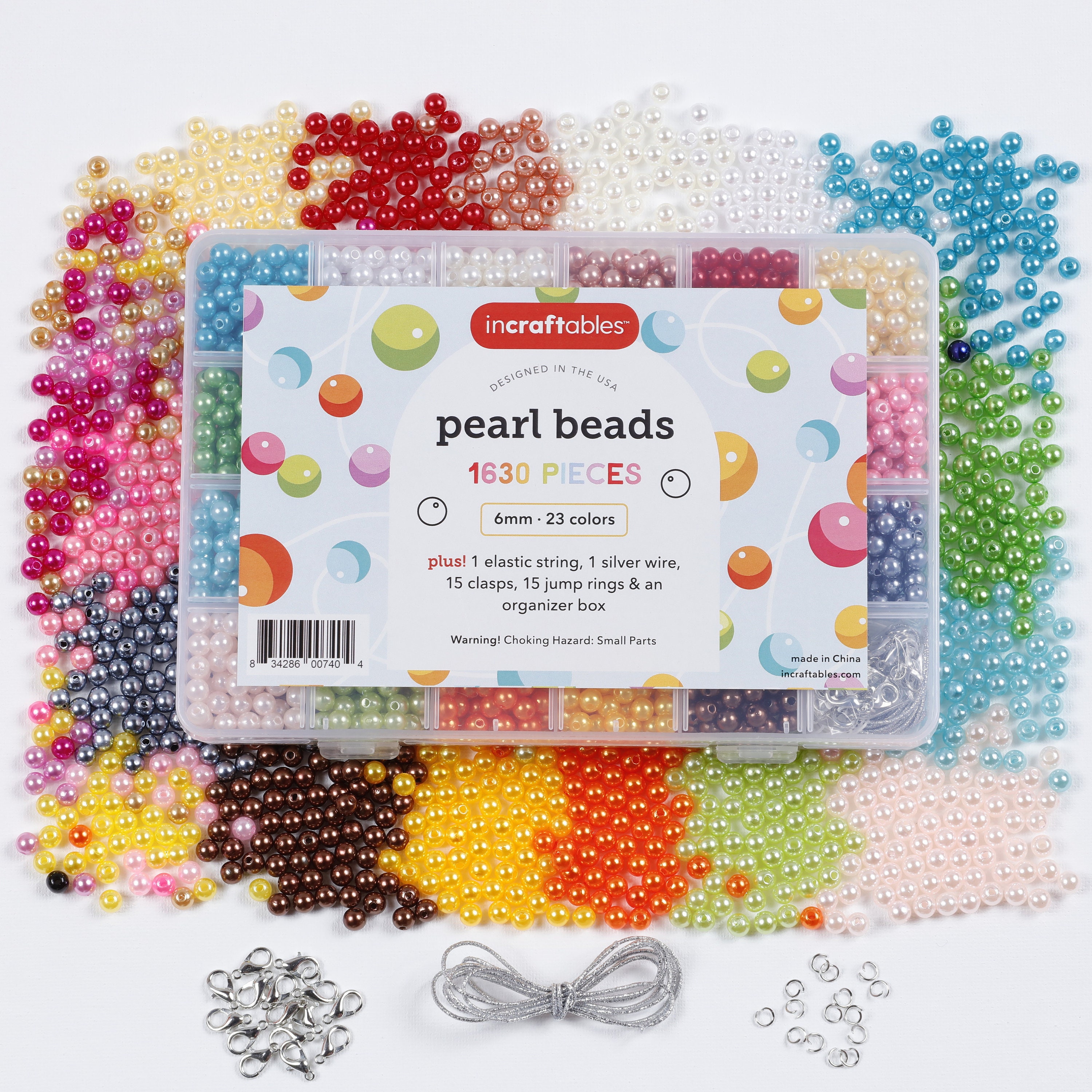  1680PCS 6mm Pearl Beads for Crafts, 24 Colors