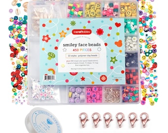 Incraftables Smiley Face Beads for Jewelry Making (22 Styles). Polymer Clay Bead Charms for Kids & Adults