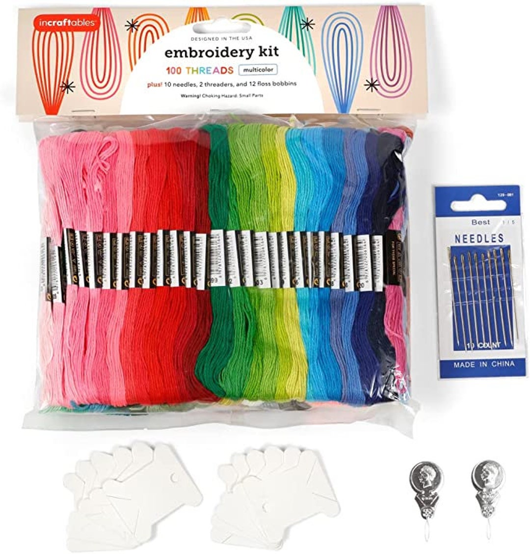 Incraftables Embroidery Thread for Bracelets 100pcs Friendship Bracelets String Making. Embroidery Floss Kit W/Needles Threaders