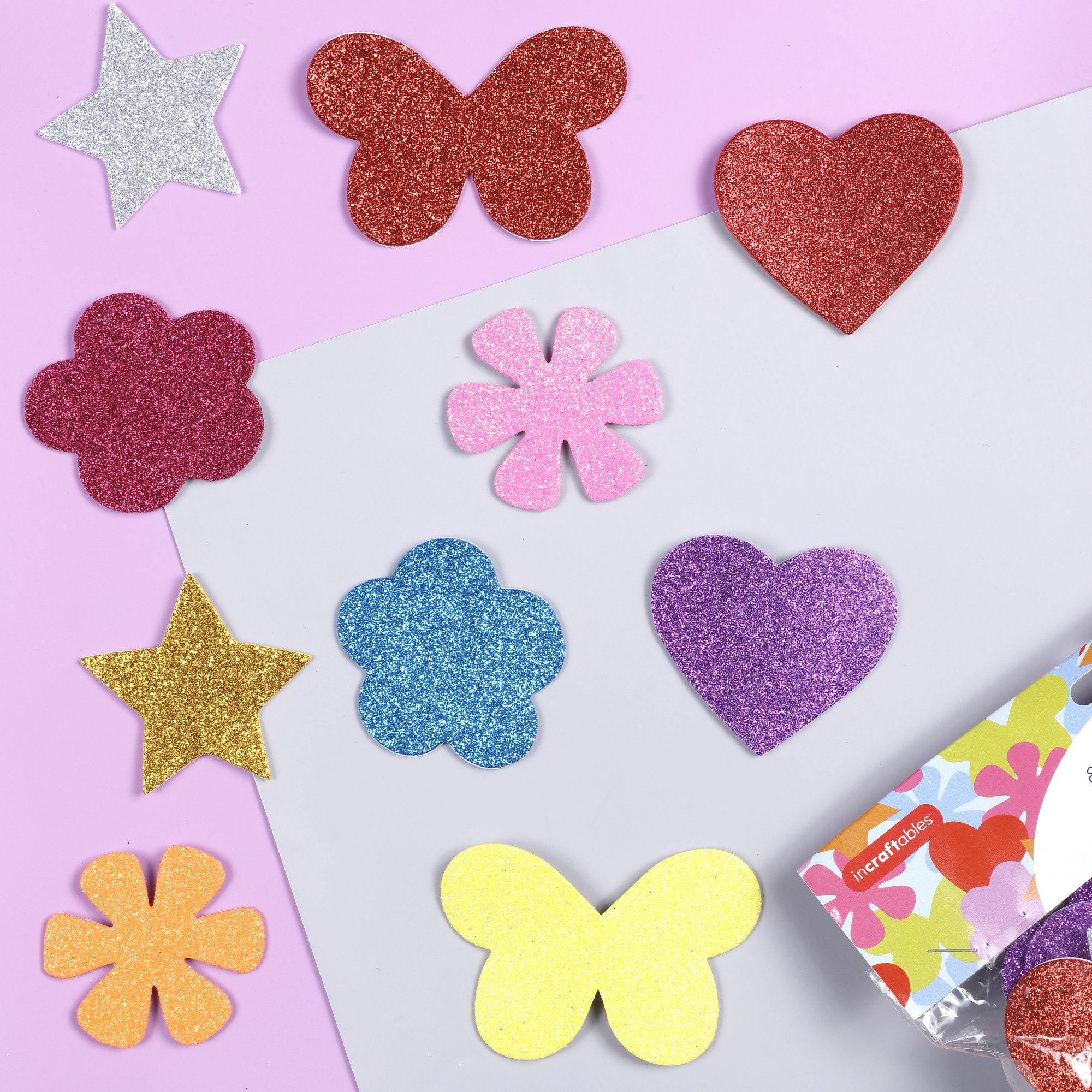 Incraftables Glitter Foam Stickers for Kids Self Adhesive 100pcs. Assorted  Shapes Foam Stickers 