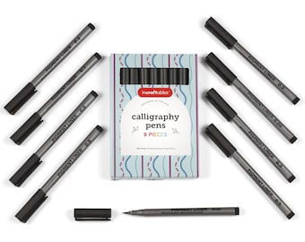 Incraftables Calligraphy Pens for Beginners and Professional (9pcs). Calligraphy Markers for Writing Drawing. Brush Pens Calligraphy Set.