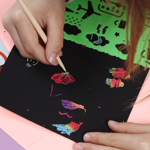Kids Scratch Art - /mini Rainbow Scratch Paper Tape Stylus Magic