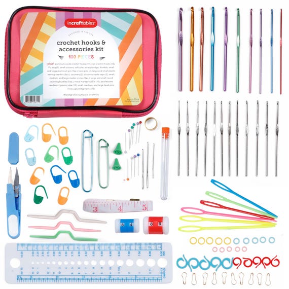 Incraftables Crochet Hook Set with Case 100pcs. Best Crochet Hook Kit for Beginners & Professionals. Ergonomic Crochet Tools