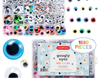 Occhi mobili Incraftables, set da 1680 pezzi. I migliori occhi mobili colorati e adesivi per il fai da te, da 4 mm a 18 mm, 30 varietà per adulti e bambini.