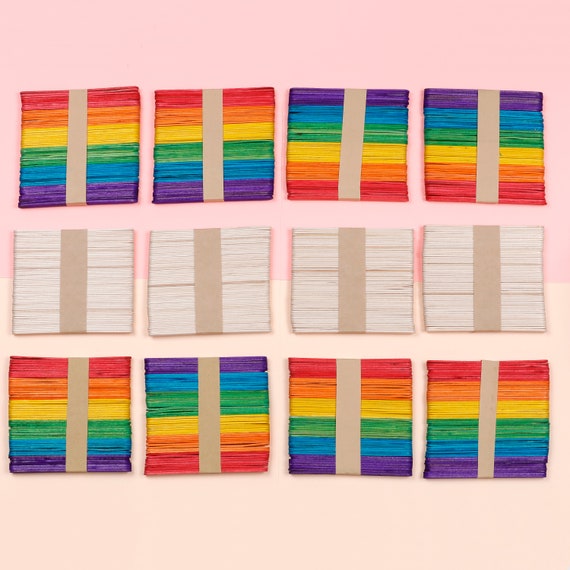 Incraftables Colored Popsicle Sticks for Crafts 600pcs 7 Colors. Large Wood Craft Sticks (4.5), Multicolor