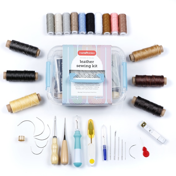 Incraftables Leather Sewing Kit. Heavy Duty Stitching Craft Working Tools Set. Upholstery Repair Kit  for Beginner Hand Sewing