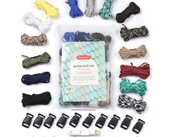 Incraftables Paracord kit with 15 Colors Paracord Rope (2mm), Buckle, Keyring, Carabiner & More.