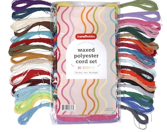 Incraftables Wax String for Bracelet Making Set 36 Colors Waxed Polyester Cord for Jewelry Making 33 ft long. 1mm Thick Macrame Wax Thread