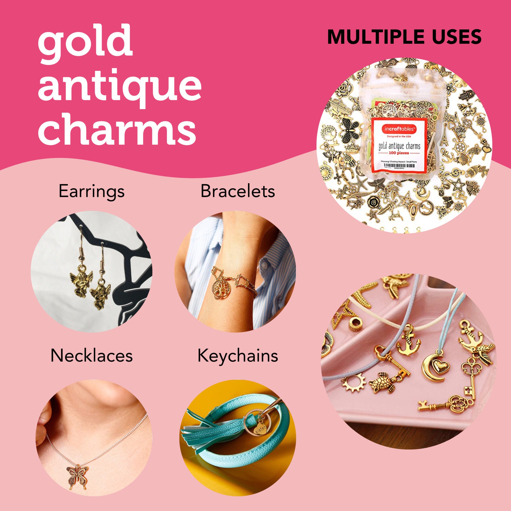 21PC Assorted Butterfly Charms - Large Size Zinc Alloy Pendants For DIY Jewelry Making