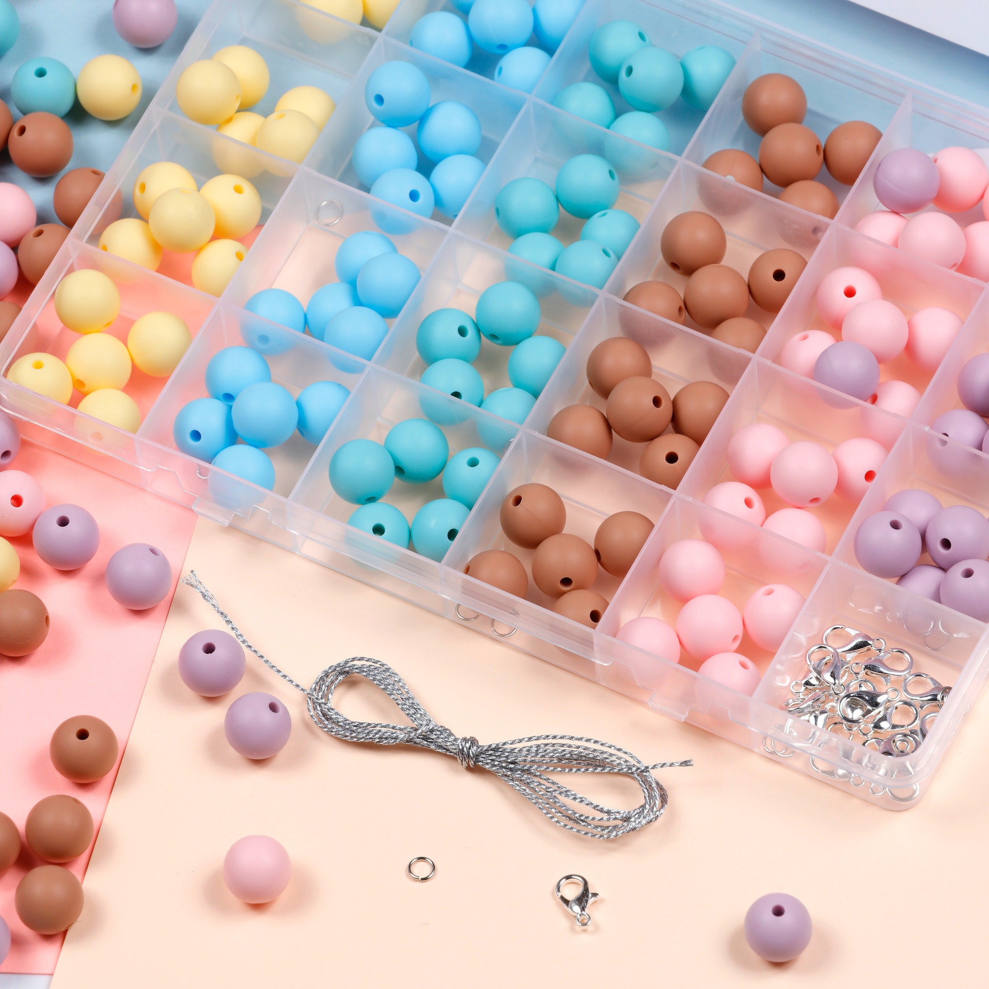 Incraftables Silicone Beads for Keychain Making 120pcs Kit 6 Colors Rubber Beads for Kids & Adults. 12mm Silicone Beads for Jewe